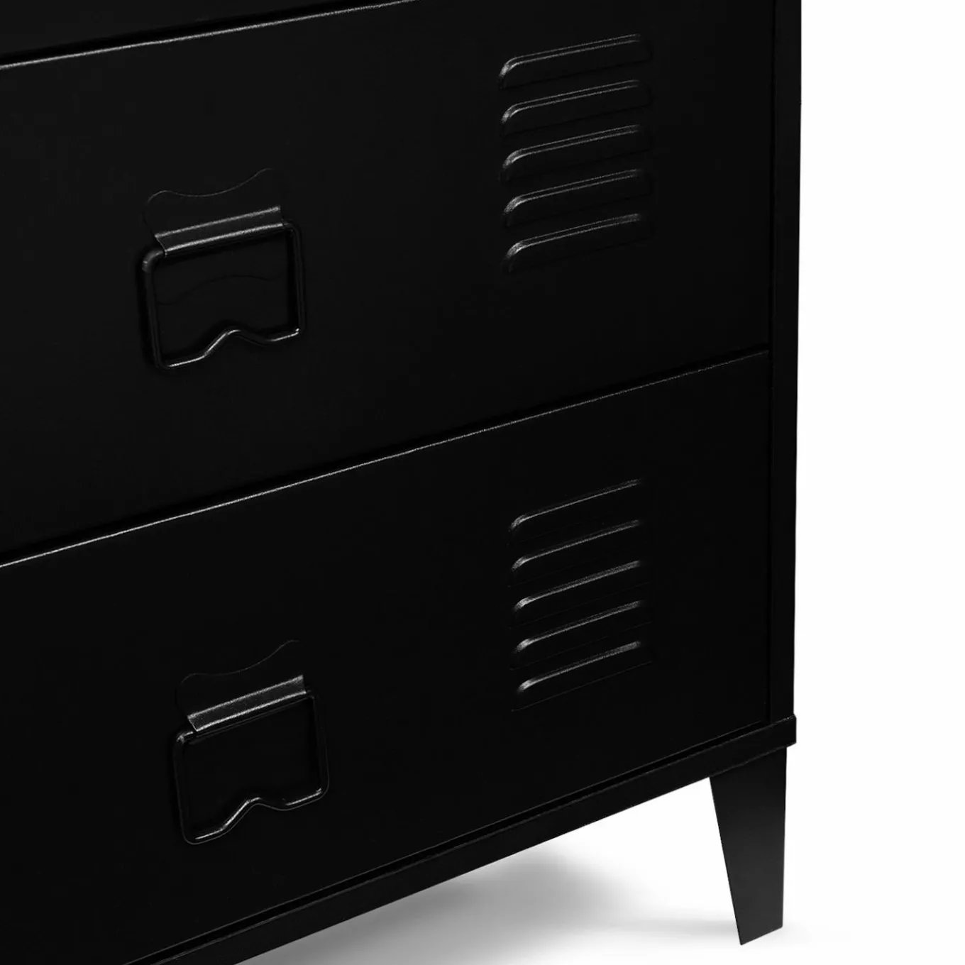 IDMarket Commode industrielle 3 tiroirs métal noir et hêtre* Meubles Tiroirs|Collection Métal