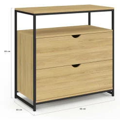 IDMarket Commode industrielle 2 tiroirs* Meubles Tiroirs|Meubles Bas