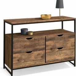 IDMarket Commode industrielle 4 tiroirs avec étagère* Meubles Tiroirs|Meubles Bas