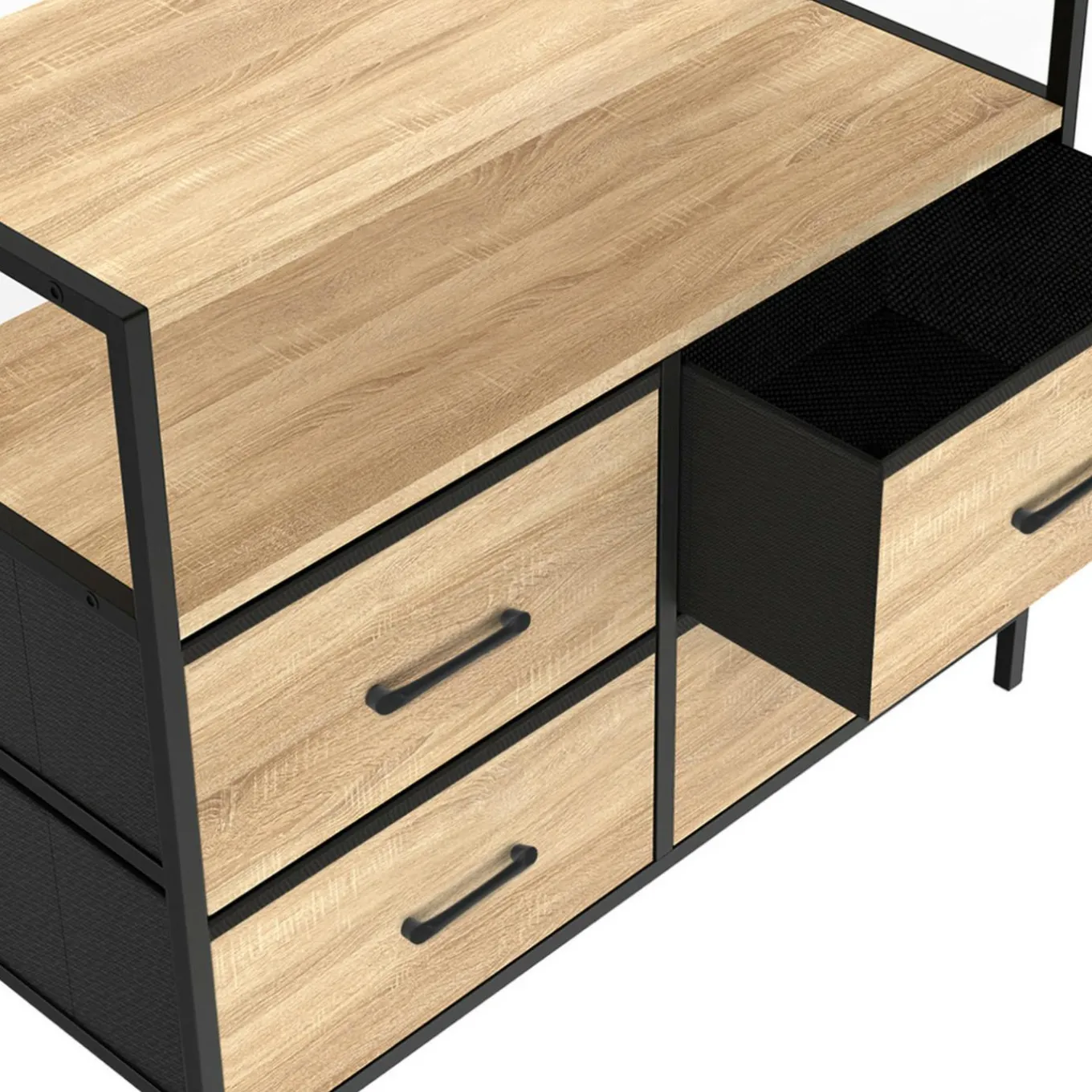 IDMarket Commode industrielle 4 tiroirs en tissu* Meubles Tiroirs|Meubles Bas