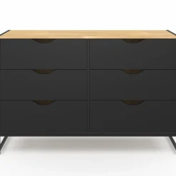 IDMarket Commode industrielle avec 6 tiroirs bois et noir* Collection Agencement Magasin|Petits Meubles