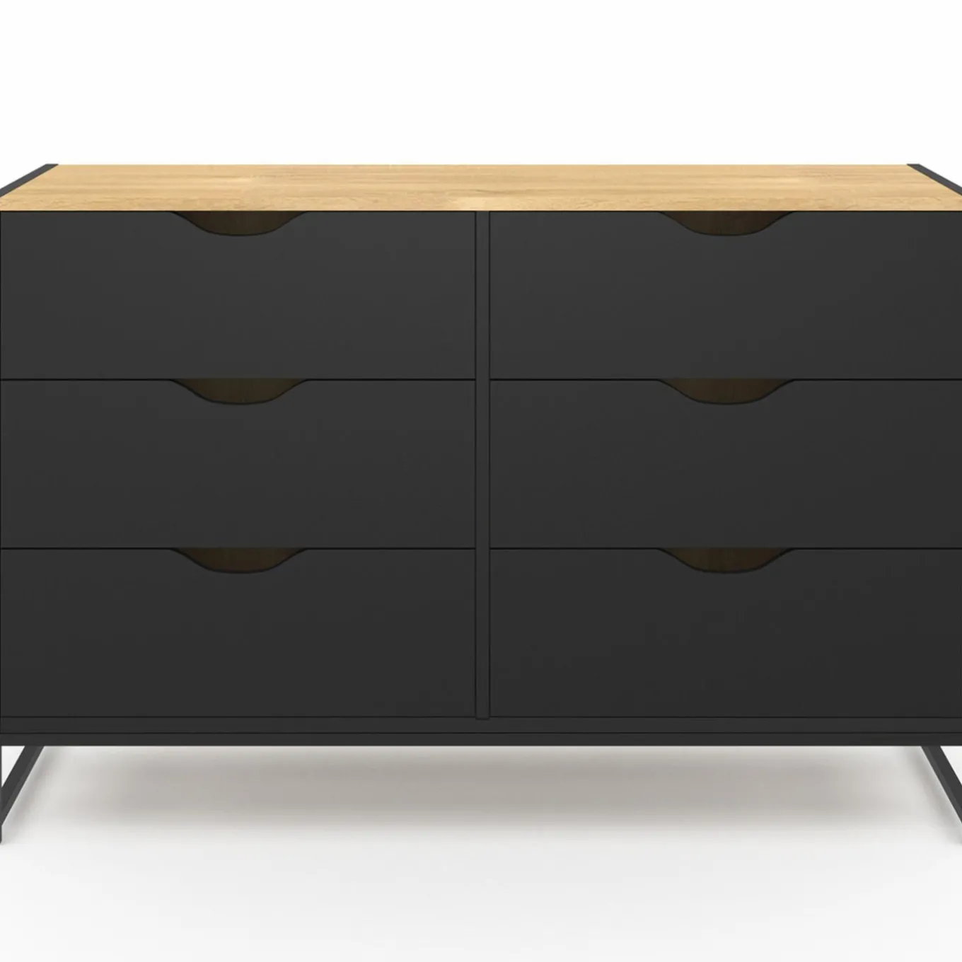 IDMarket Commode industrielle avec 6 tiroirs bois et noir* Collection Agencement Magasin|Petits Meubles