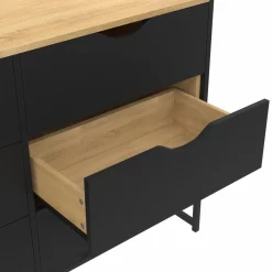 IDMarket Commode industrielle avec 6 tiroirs bois et noir* Collection Agencement Magasin|Petits Meubles