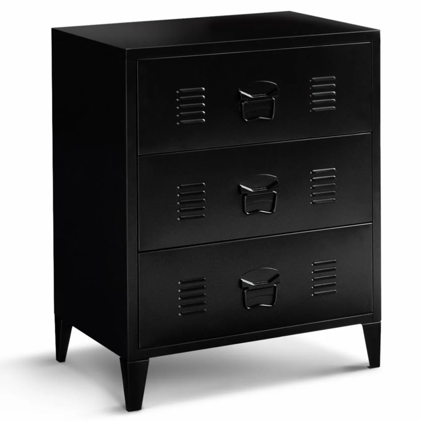 IDMarket Commode industrielle bois noir 3 tiroirs en métal* Collection Métal|Meubles Tiroirs