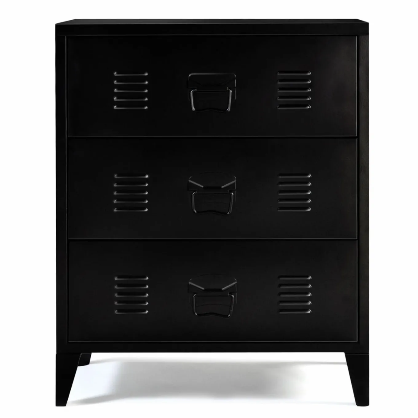 IDMarket Commode industrielle bois noir 3 tiroirs en métal* Collection Métal|Meubles Tiroirs
