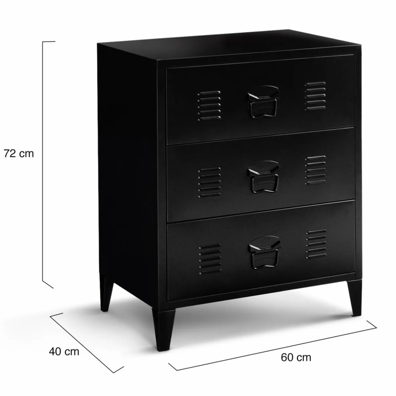 IDMarket Commode industrielle bois noir 3 tiroirs en métal* Collection Métal|Meubles Tiroirs