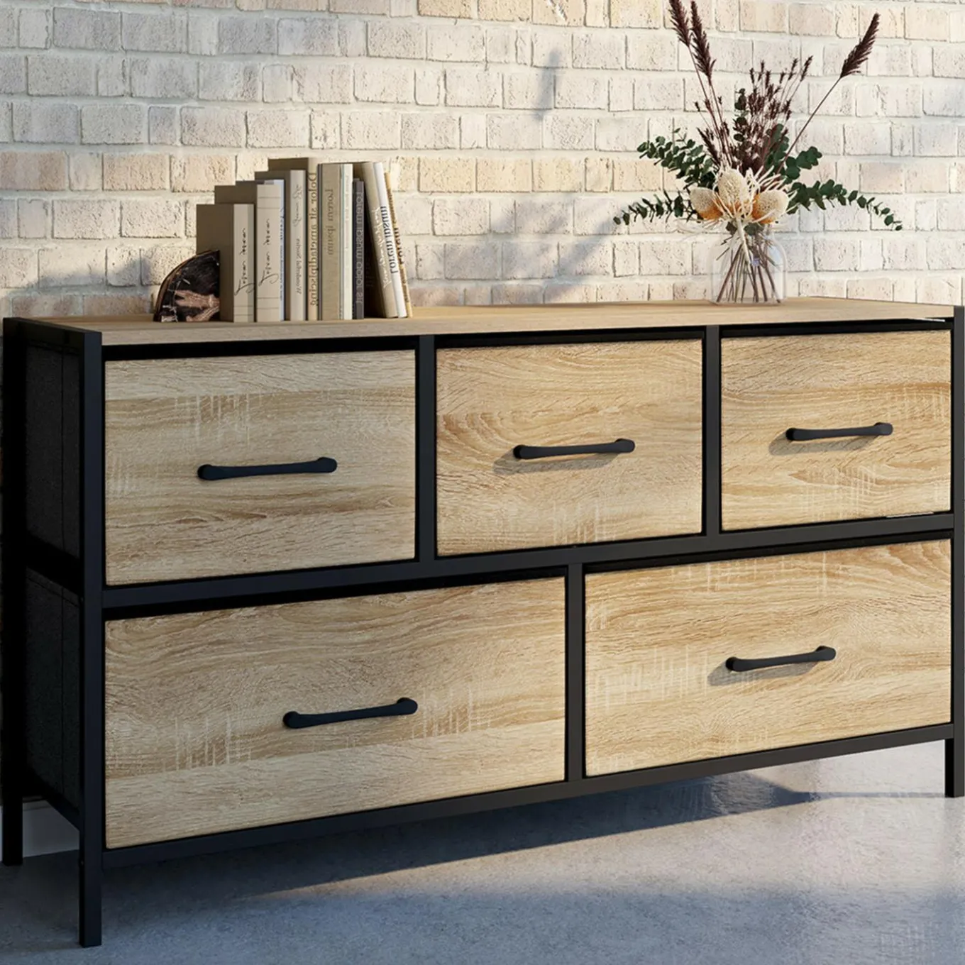 IDMarket Commode industrielle design 5 tiroirs* Meubles Tiroirs|Meubles Bas