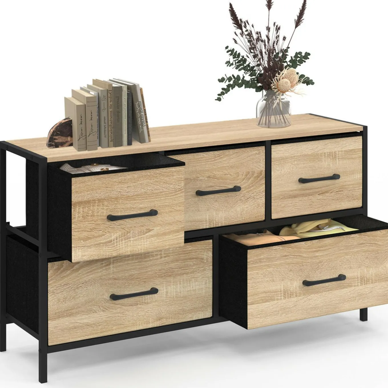 IDMarket Commode industrielle design 5 tiroirs* Meubles Tiroirs|Meubles Bas