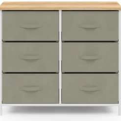 IDMarket Commode industrielle gris clair et plateau effet bois* Meubles Tiroirs|Meubles Bas