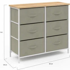 IDMarket Commode industrielle gris clair et plateau effet bois* Meubles Tiroirs|Meubles Bas