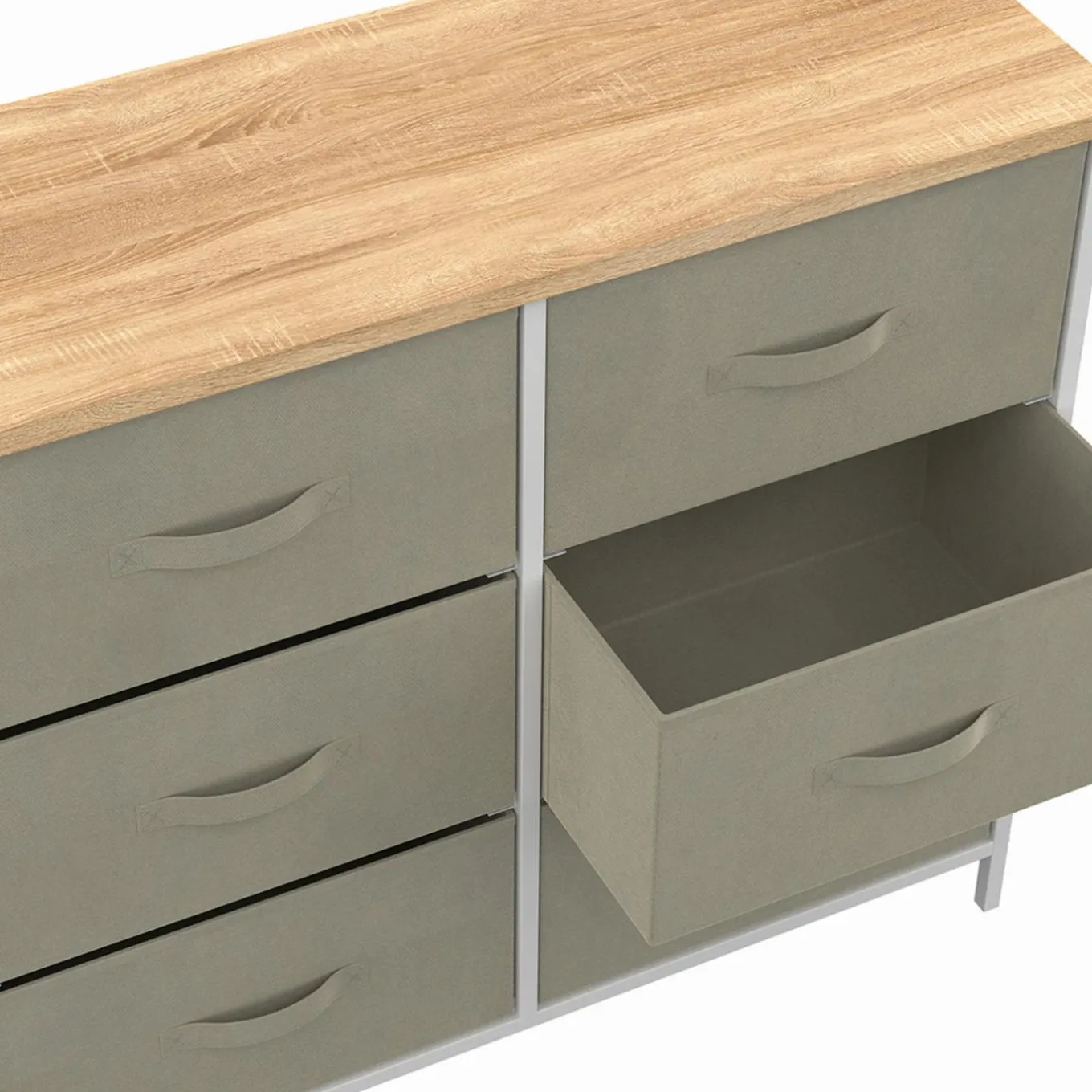 IDMarket Commode industrielle gris clair et plateau effet bois* Meubles Tiroirs|Meubles Bas