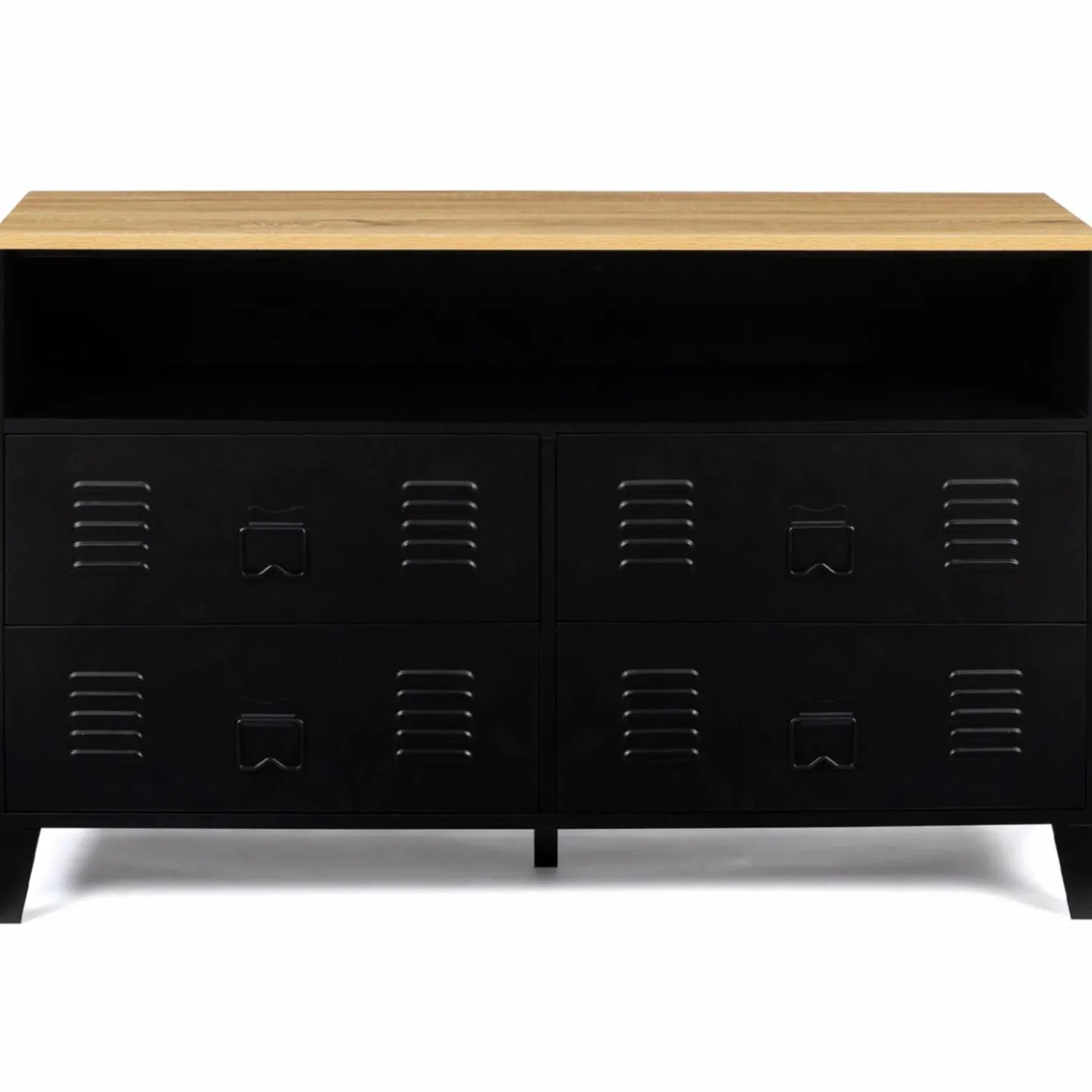 IDMarket Commode industrielle portes en métal noir avec 4 tiroirs* Meubles Tiroirs|Collection Métal
