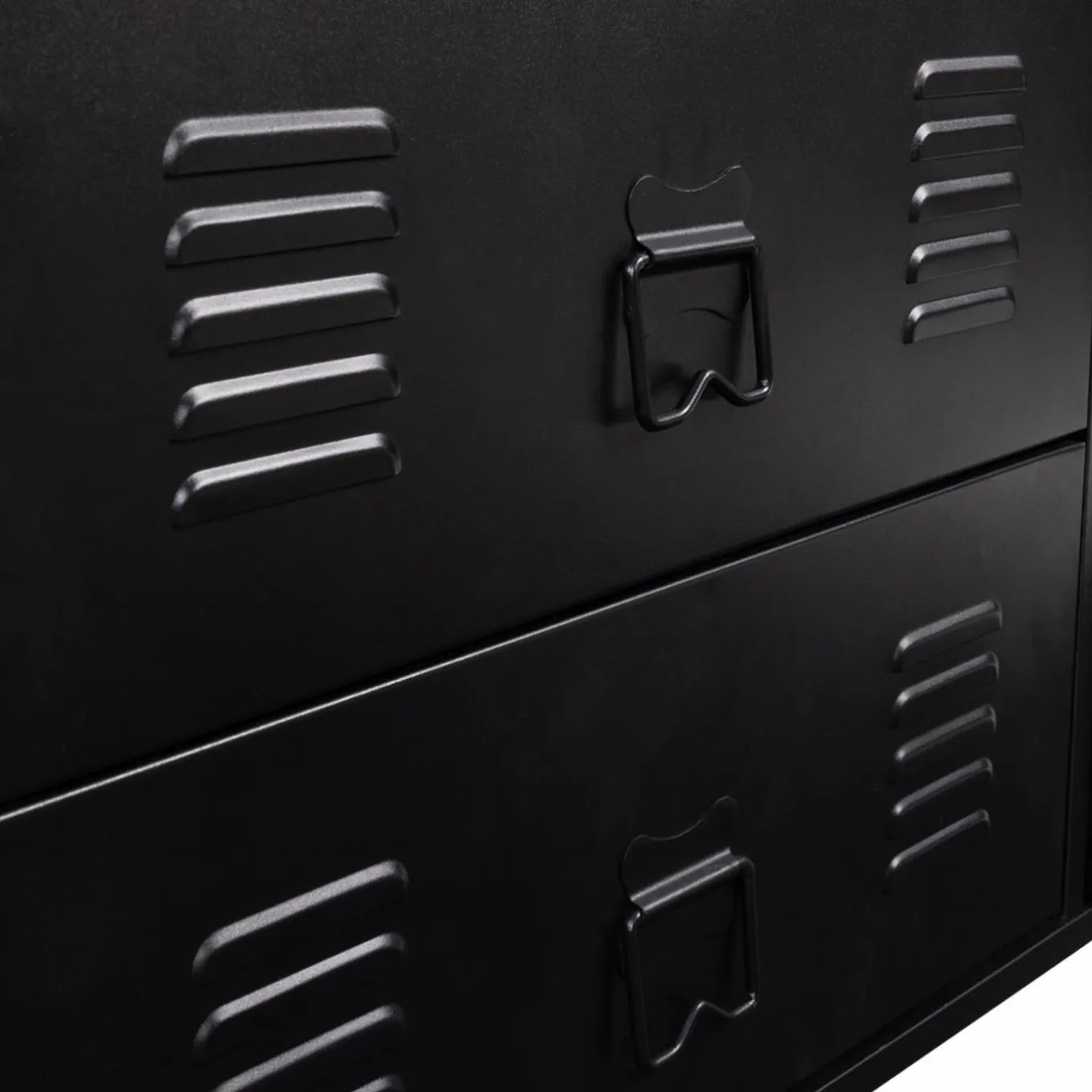 IDMarket Commode industrielle portes en métal noir avec 4 tiroirs* Meubles Tiroirs|Collection Métal