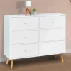 IDMarket Commode scandinave 6 tiroirs bois blanc* Meubles Tiroirs|Meubles Bas