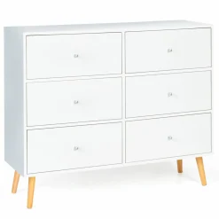 IDMarket Commode scandinave 6 tiroirs bois blanc* Meubles Tiroirs|Meubles Bas