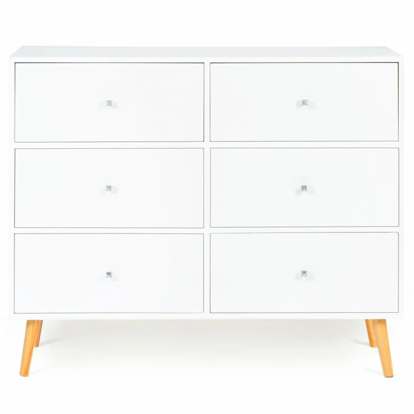 IDMarket Commode scandinave 6 tiroirs bois blanc* Meubles Tiroirs|Meubles Bas