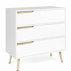 IDMarket Commode scandinave blanche et bois 3 tiroirs* Meubles Tiroirs|Meubles Bas