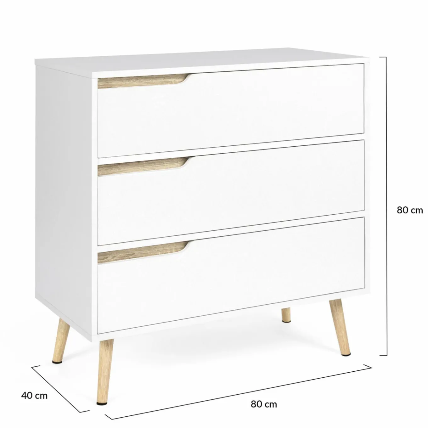 IDMarket Commode scandinave blanche et bois 3 tiroirs* Meubles Tiroirs|Meubles Bas