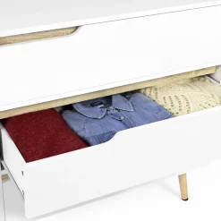 IDMarket Commode scandinave blanche et bois 3 tiroirs* Meubles Tiroirs|Meubles Bas