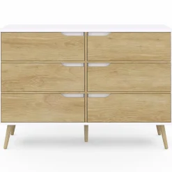 IDMarket Commode scandinave blanche effet hêtre* Meubles Tiroirs|Meubles Blancs
