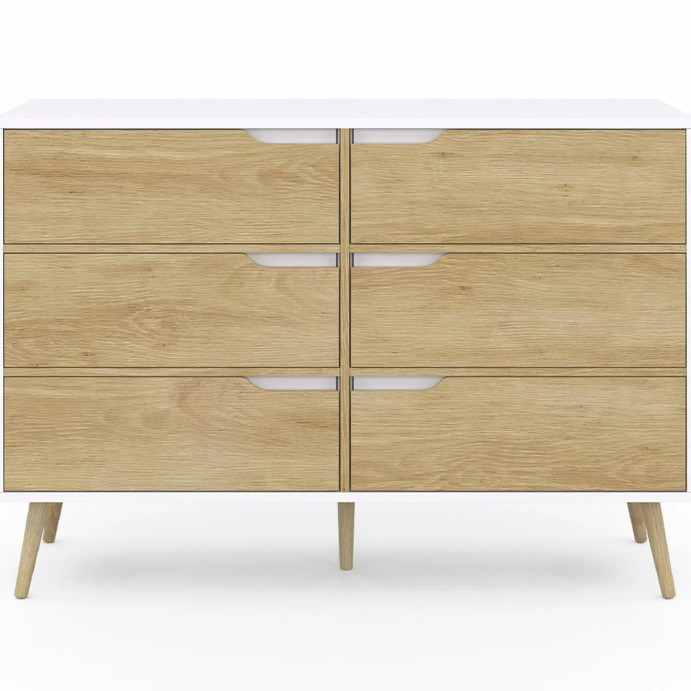 IDMarket Commode scandinave blanche effet hêtre* Meubles Tiroirs|Meubles Blancs