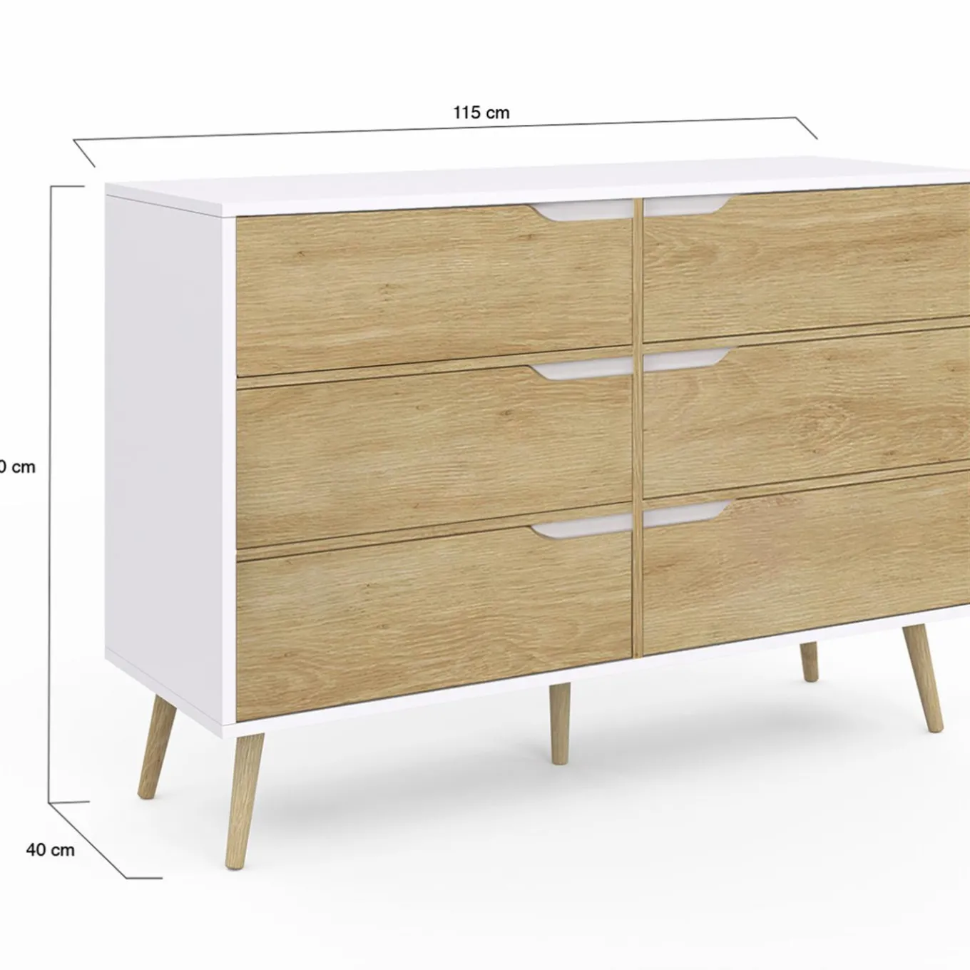 IDMarket Commode scandinave blanche effet hêtre* Meubles Tiroirs|Meubles Blancs