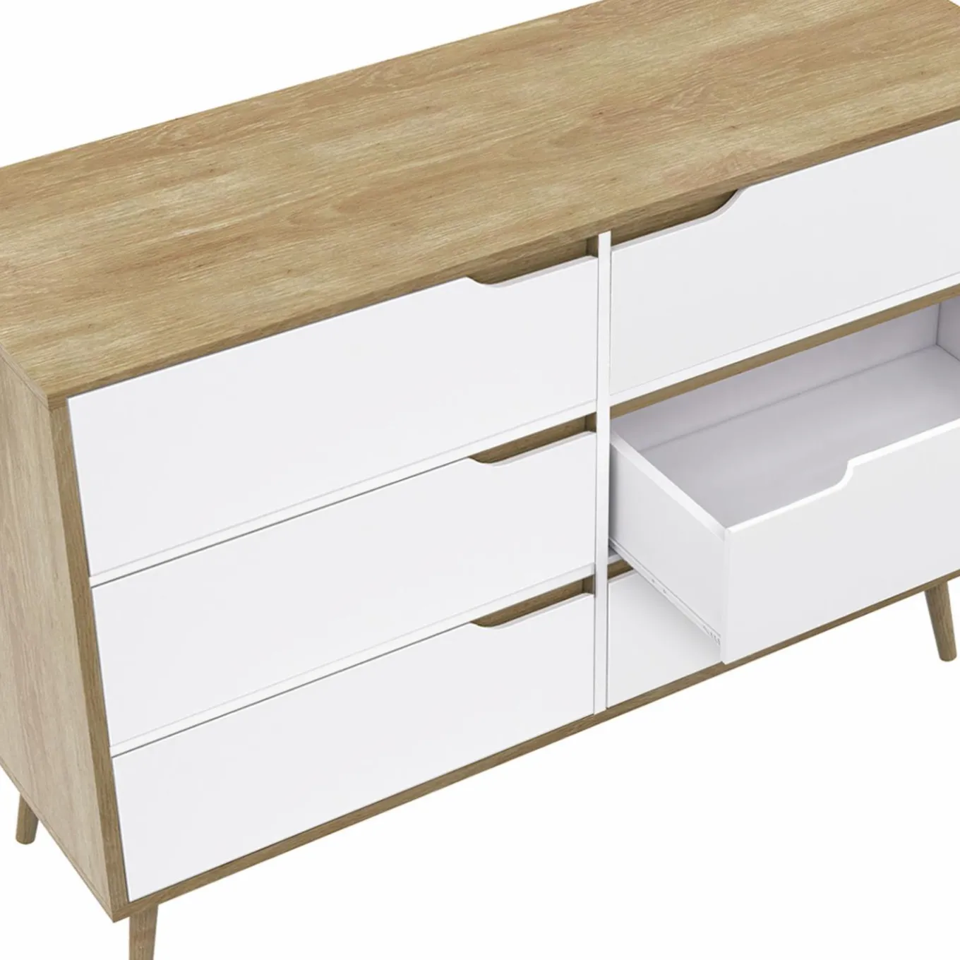 IDMarket Commode scandinave bois et blanc 115cm* Meubles Tiroirs|Meubles Blancs