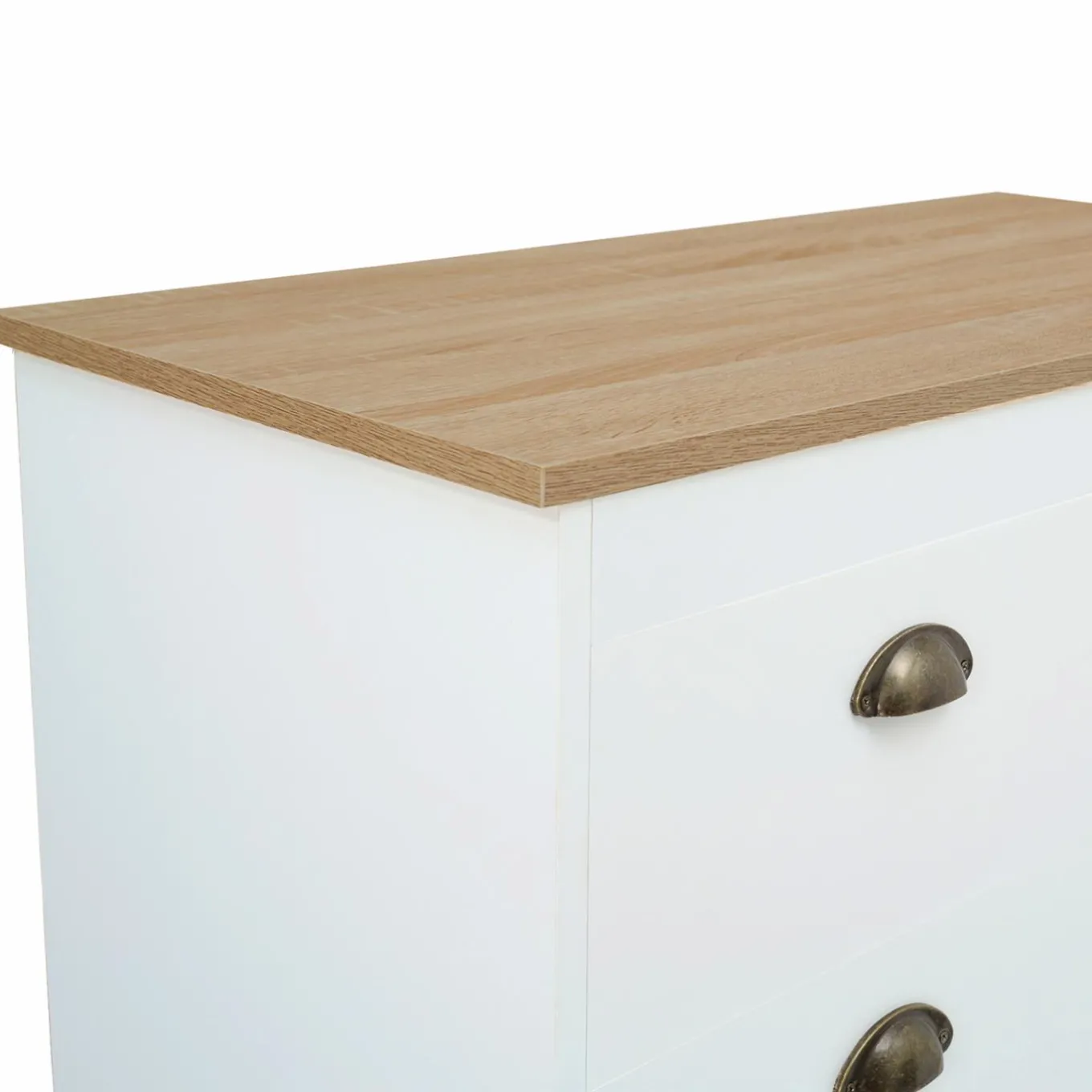 IDMarket Commode style campagne chic 6 tiroirs blanche et bois* Meubles Tiroirs|Meubles Bas