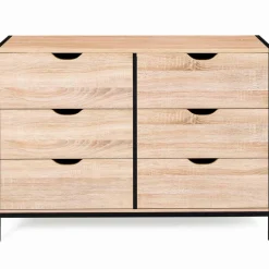 IDMarket Commode style industriel 6 tiroirs bois et métal noir* Meubles Tiroirs|Meubles Bas