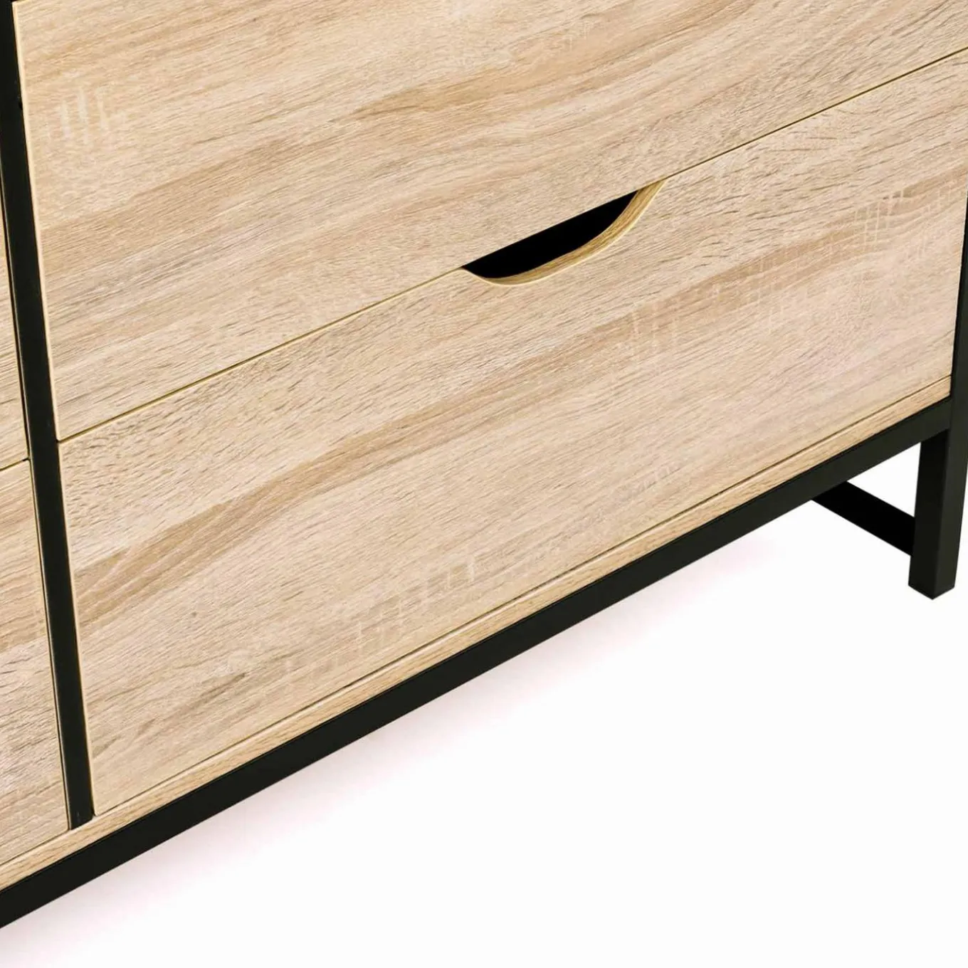 IDMarket Commode style industriel 6 tiroirs bois et métal noir* Meubles Tiroirs|Meubles Bas