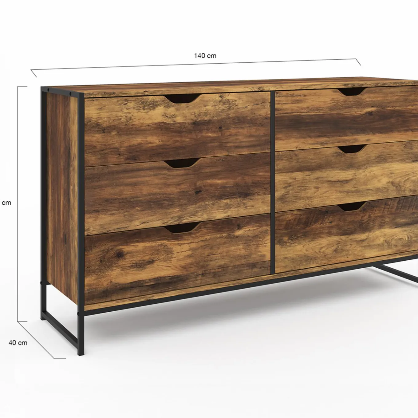 IDMarket Commode XXL design industriel avec 6 tiroirs* Meubles Tiroirs|Meubles Bas