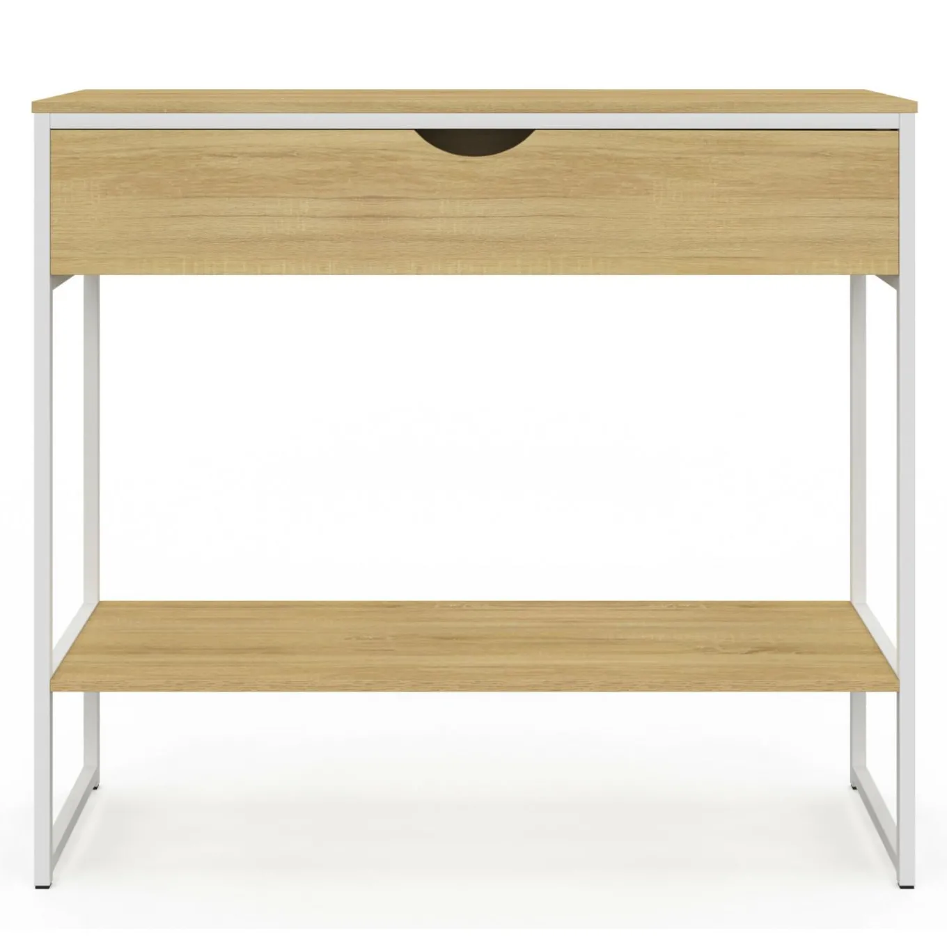 IDMarket Console 1 tiroir et 1 étagère design industriel bois et métal blanc* Meubles Tiroirs|Meubles En Bois