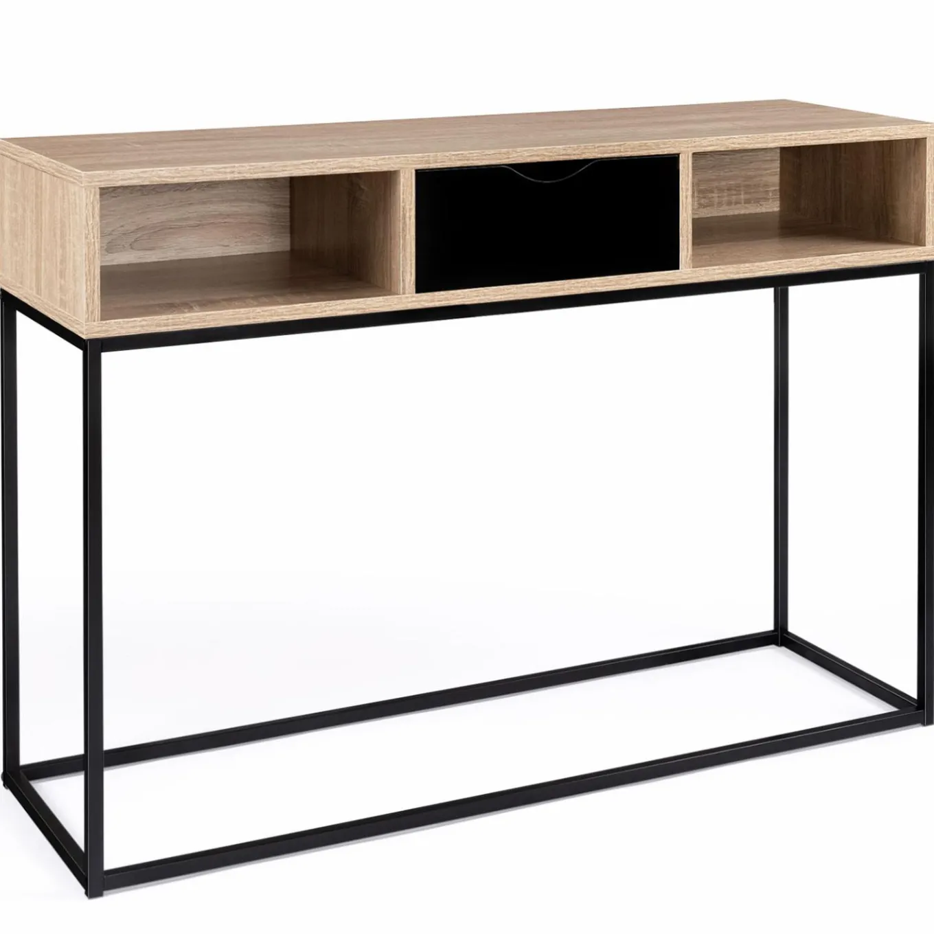 IDMarket Console 1 tiroir noir avec rangements design industriel* Meubles Tiroirs|Collection Industrielle