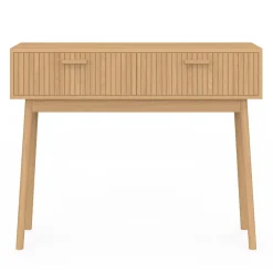 IDMarket Console 2 tiroirs JULIETTE lattes tasseau bois coloris chêne* Meubles Tiroirs|Meubles En Bois