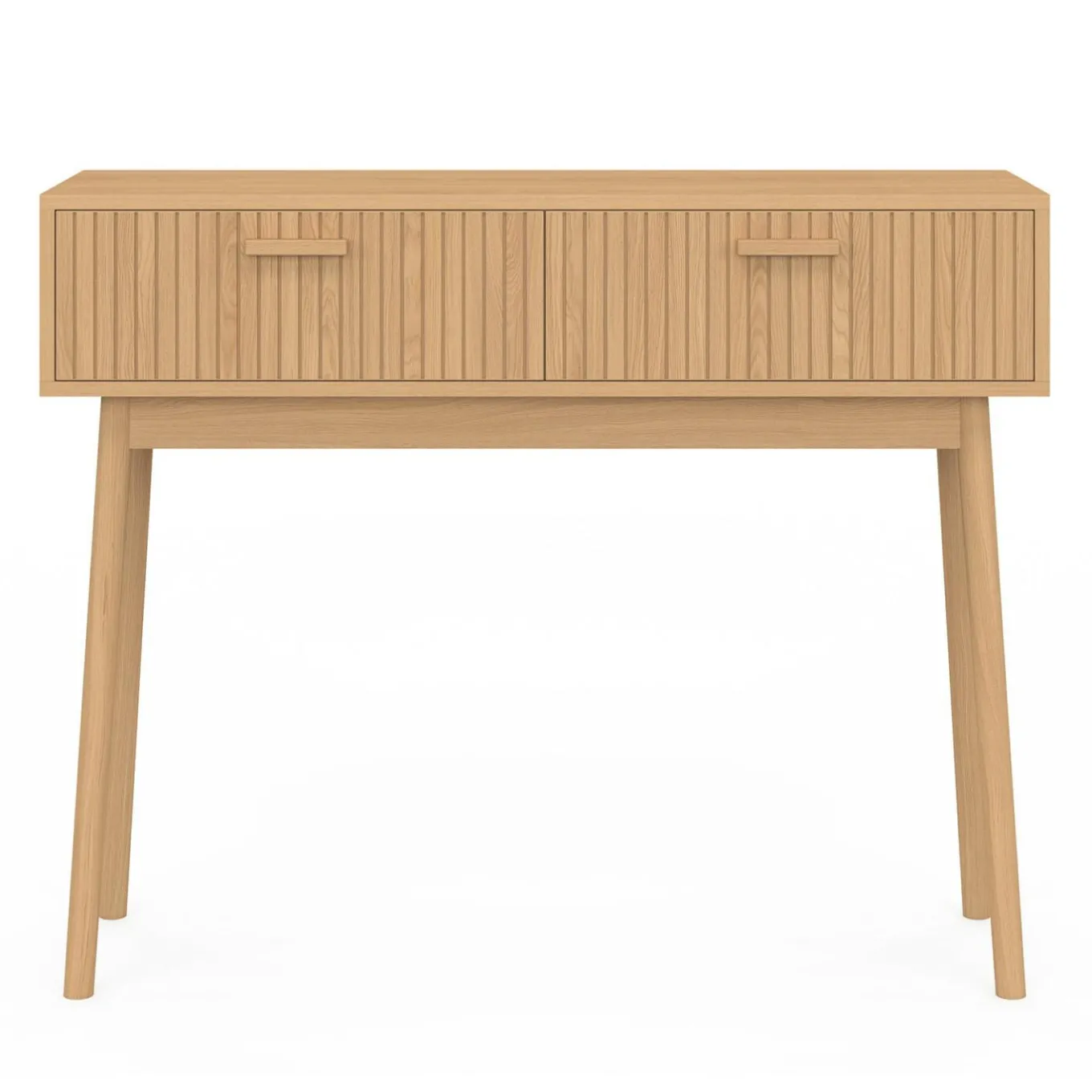 IDMarket Console 2 tiroirs JULIETTE lattes tasseau bois coloris chêne* Meubles Tiroirs|Meubles En Bois
