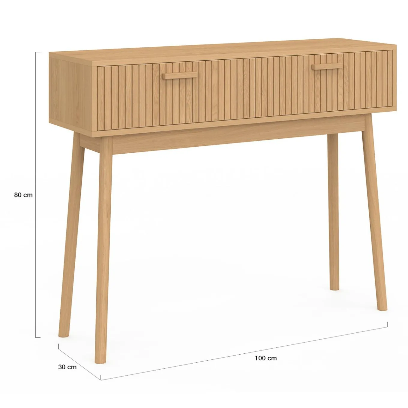 IDMarket Console 2 tiroirs JULIETTE lattes tasseau bois coloris chêne* Meubles Tiroirs|Meubles En Bois