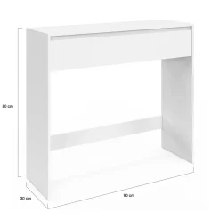 IDMarket Console bois blanc 1 tiroir design moderne* Meubles Tiroirs|Meubles Blancs