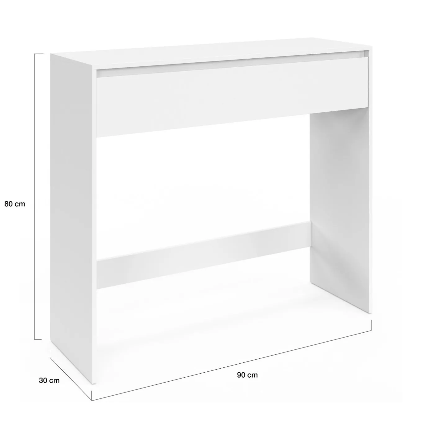 IDMarket Console bois blanc 1 tiroir design moderne* Meubles Tiroirs|Meubles Blancs