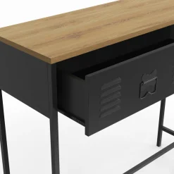 IDMarket Console bois et métal 1 tiroir design industriel* Consoles