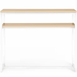 IDMarket Console bois et métal blanc double plateau 100 cm* Collection Agencement Magasin|Collection Industrielle