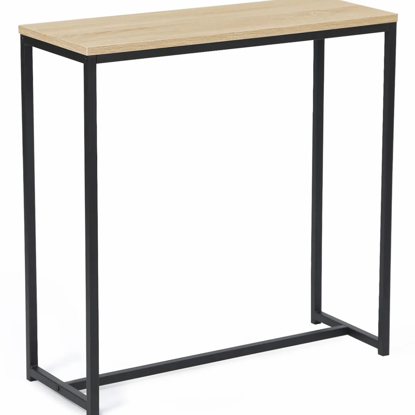 IDMarket Console bois et métal noir avec miroir 2 bandes design industriel* Meubles En Bois|Collection Agencement Magasin