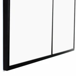 IDMarket Console bois et métal noir avec miroir 2 bandes design industriel* Meubles En Bois|Collection Agencement Magasin