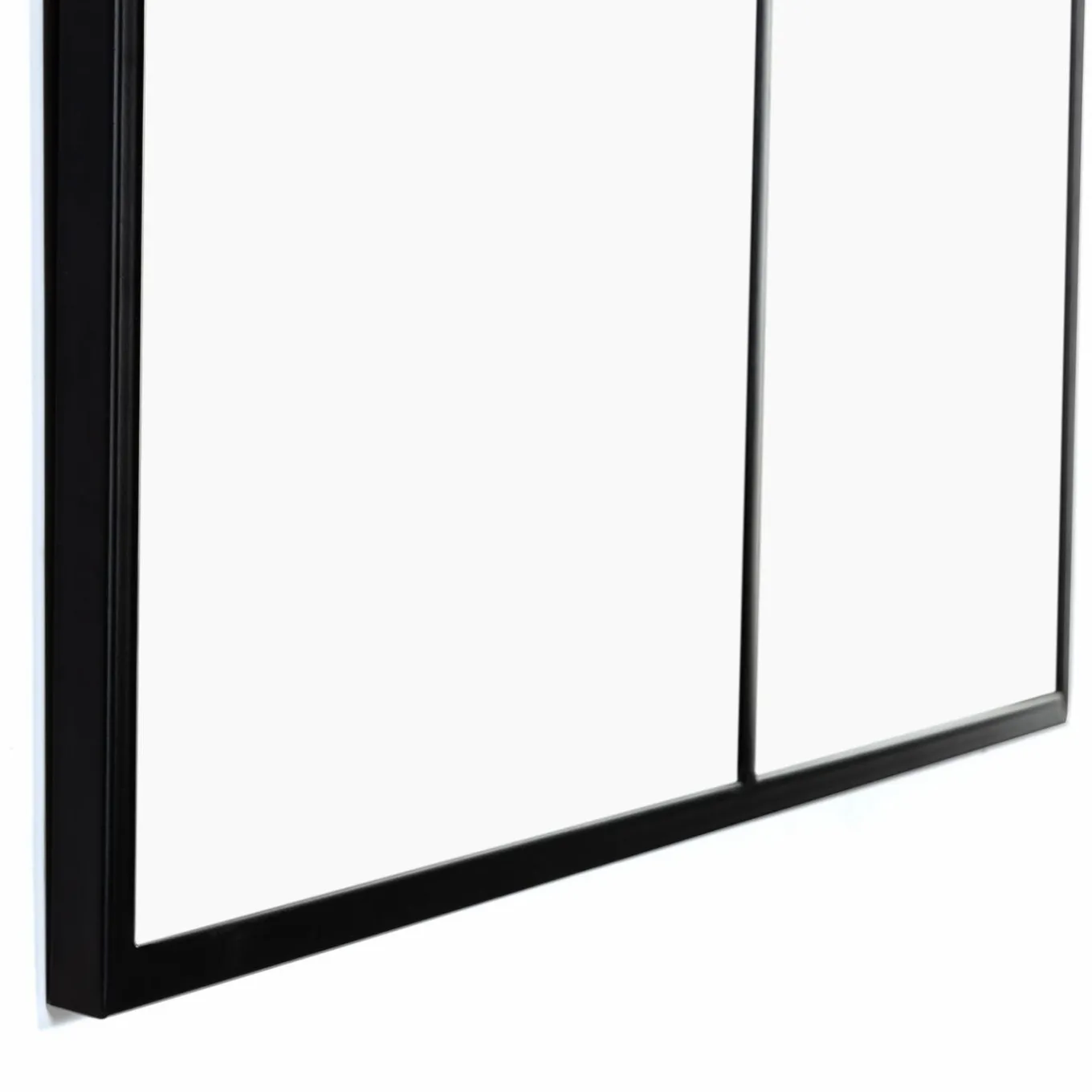 IDMarket Console bois et métal noir avec miroir 2 bandes design industriel* Meubles En Bois|Collection Agencement Magasin