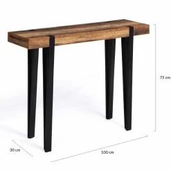 IDMarket Console bois foncé pied épingle* Collection Agencement Magasin|Collection Vintage