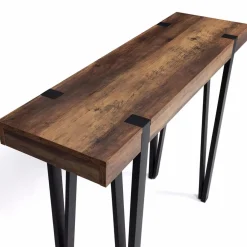 IDMarket Console bois foncé pied épingle* Collection Agencement Magasin|Collection Vintage
