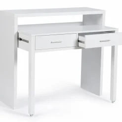 IDMarket Console bureau extensible blanc* Meubles Blancs|Collection Design