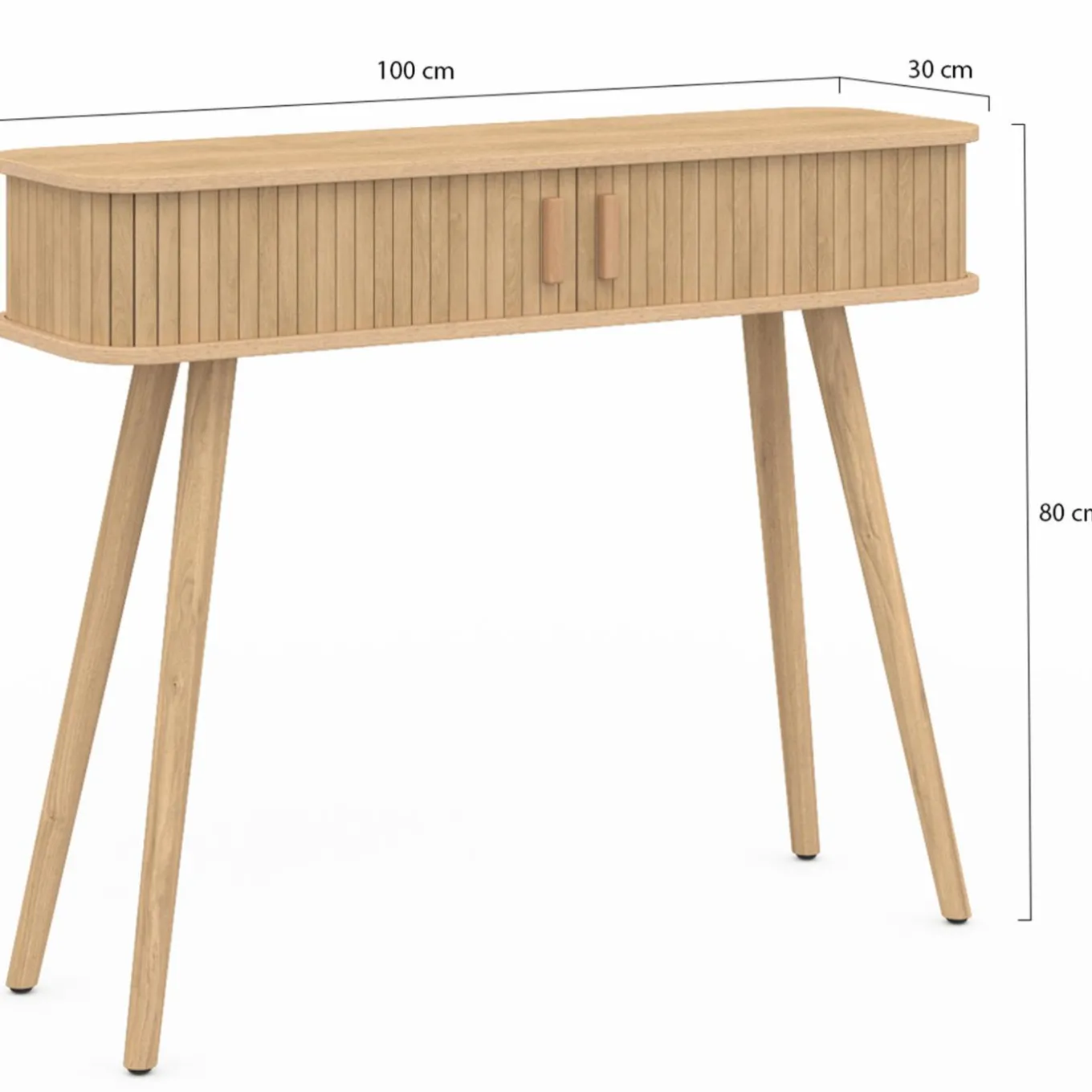 IDMarket Console d’entrée bois 2 portes coulissantes effet lattes* Meubles En Bois|Collection Vintage