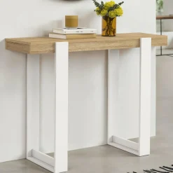 IDMarket Console d'entrée bois et blanc style industriel* Meubles Bas|Meubles En Bois