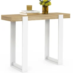 IDMarket Console d'entrée bois et blanc style industriel* Meubles Bas|Meubles En Bois