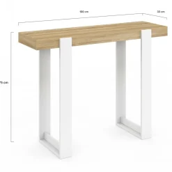 IDMarket Console d'entrée bois et blanc style industriel* Meubles Bas|Meubles En Bois